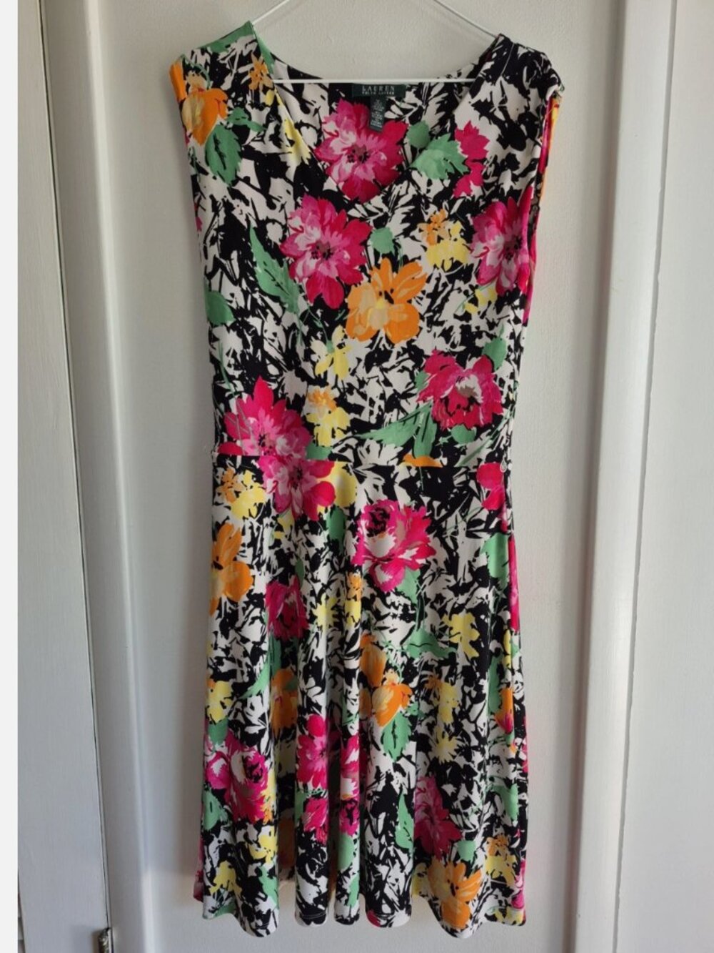 Lauren Ralph Lauren Women's M Floral Paisley Midi Dress Fit & Flare Colorful